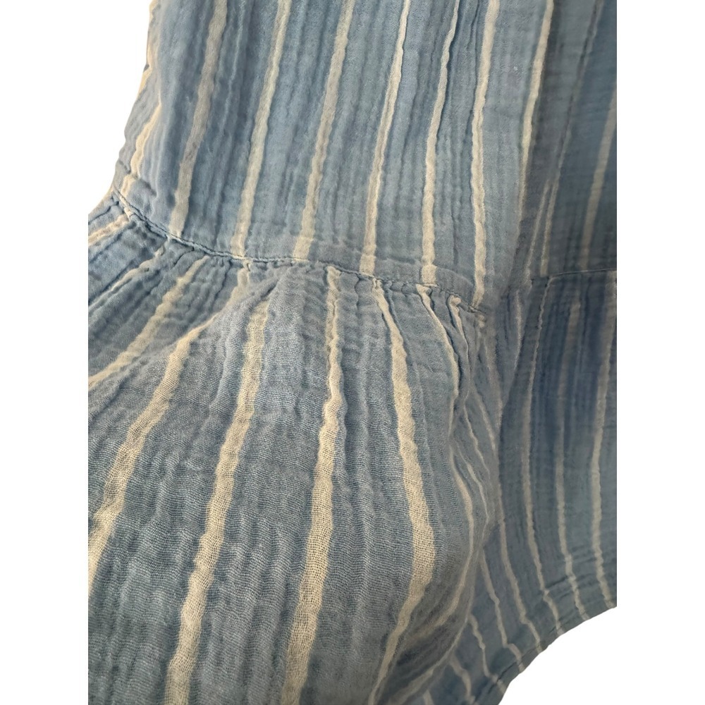 BeachLunchLounge Boho Beach Strappy Layered Blue Gauzy Cotton Dress Sz L Airy - Picture 5 of 10